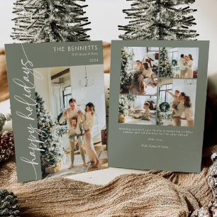 Modern Minimalist Happy Holidays  Photo Collage  Holiday Card