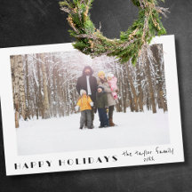 Modern Minimalist Happy Holidays Photo
