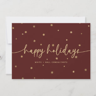 Modern Minimalist Happy Holidays Script Business Holiday Card