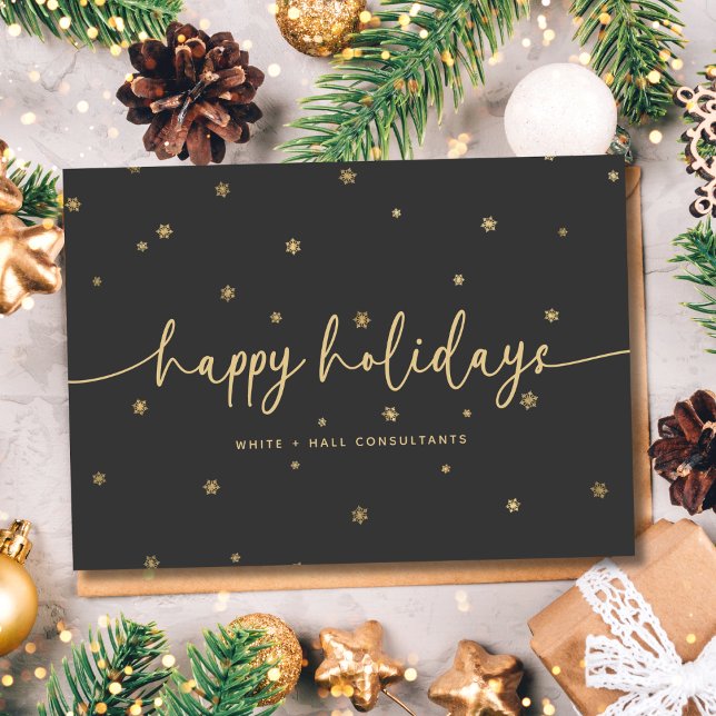 Modern Minimalist Happy Holidays Script Business Holiday Postcard (Creator Uploaded)