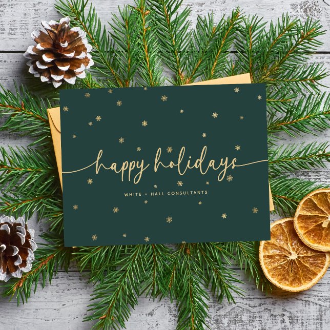 Modern Minimalist Happy Holidays Script Business Holiday Postcard (Creator Uploaded)