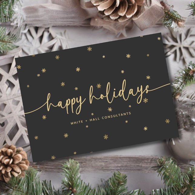 Modern Minimalist Happy Holidays Script Business Thank You Card (Creator Uploaded)