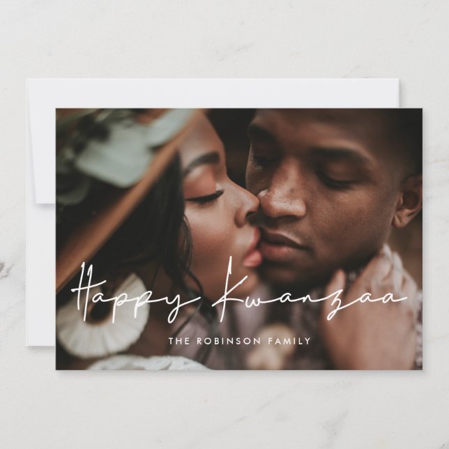 Modern minimalist Happy Kwanzaa photo Holiday Card (Front)