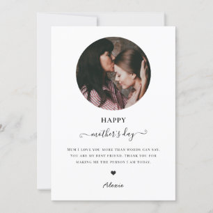 modern minimalist happy mothers day photo love mum holiday card