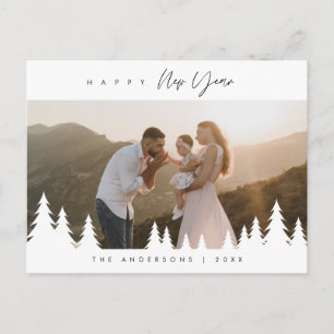 Modern Minimalist, Happy New Year Family Photo Postcard