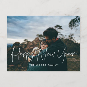 Modern minimalist Happy New Year Holiday photo Postcard