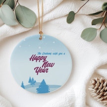 Modern minimalist Happy New Year Ornament for tree
