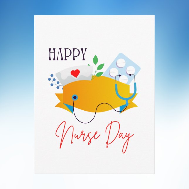 Modern Minimalist Happy Nurse Day Celebration Postcard (Creator Uploaded)