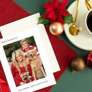 Modern Minimalist Happy Pawlidays Christmas Photo Holiday Card