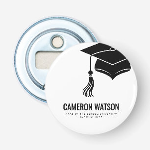 Modern Minimalist Hat and Tassel Graduation Bottle Opener