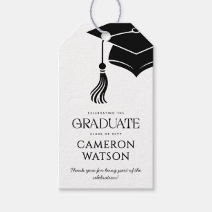 Modern Minimalist Hat and Tassel Graduation Gift Tags