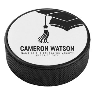 Modern Minimalist Hat and Tassel Graduation Hockey Puck