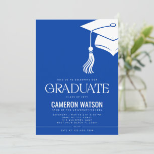 Modern Minimalist Hat and Tassel Graduation Party Invitation