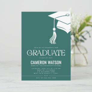 Modern Minimalist Hat and Tassel Graduation Party Invitation