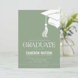 Modern Minimalist Hat and Tassel Graduation Party Invitation
