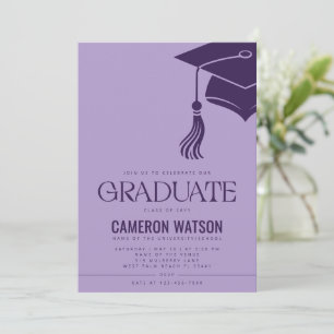 Modern Minimalist Hat and Tassel Graduation Party Invitation