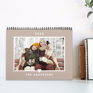 Modern Minimalist Heart Family Photo Calendar