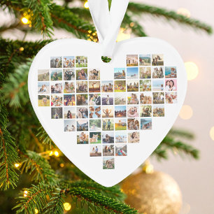 Modern Minimalist Heart Shaped Photo Collage Ornament