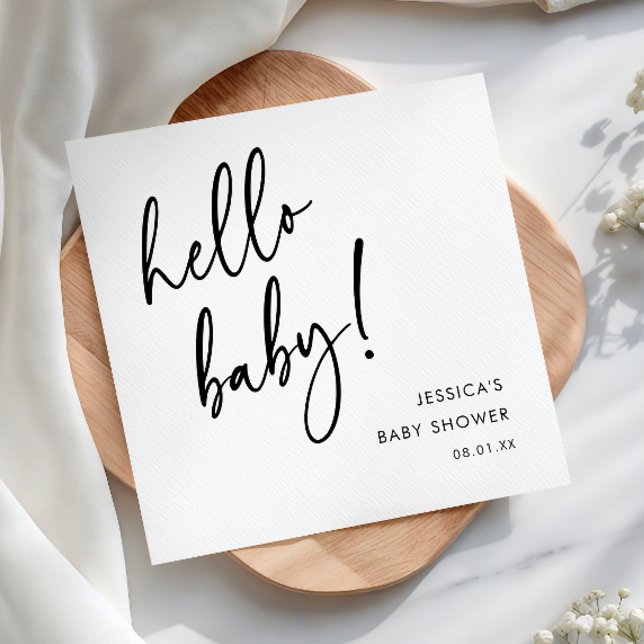 Modern Minimalist Hello Baby Shower Napkin (Creator Uploaded)