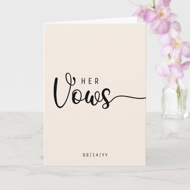 Modern Minimalist Her Vows Wedding Vows card (Orchid)