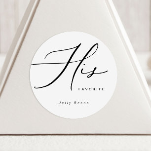Modern Minimalist His Favorite Favor Round Sticker