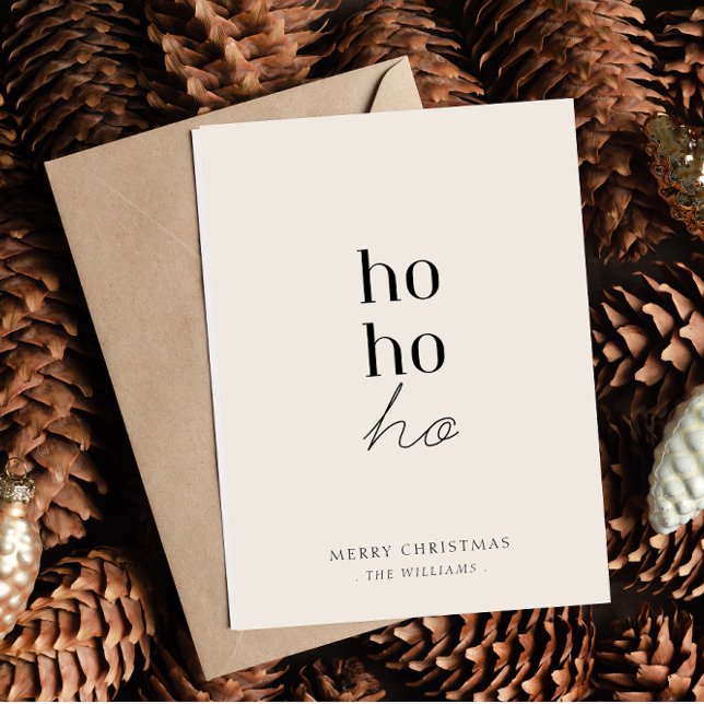 Modern Minimalist Ho ho ho Christmas Holiday Card (Creator Uploaded)