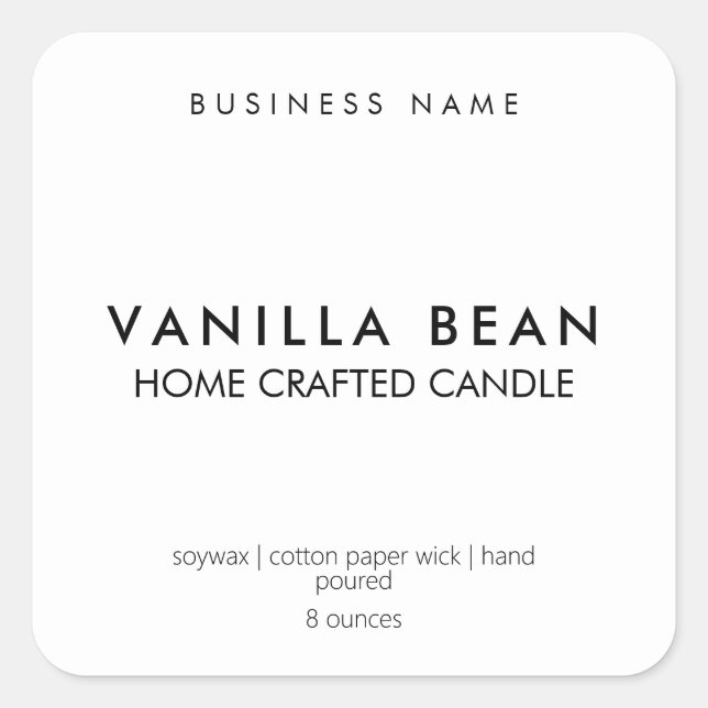 Modern Minimalist Homemade Candle Label Sticker (Front)