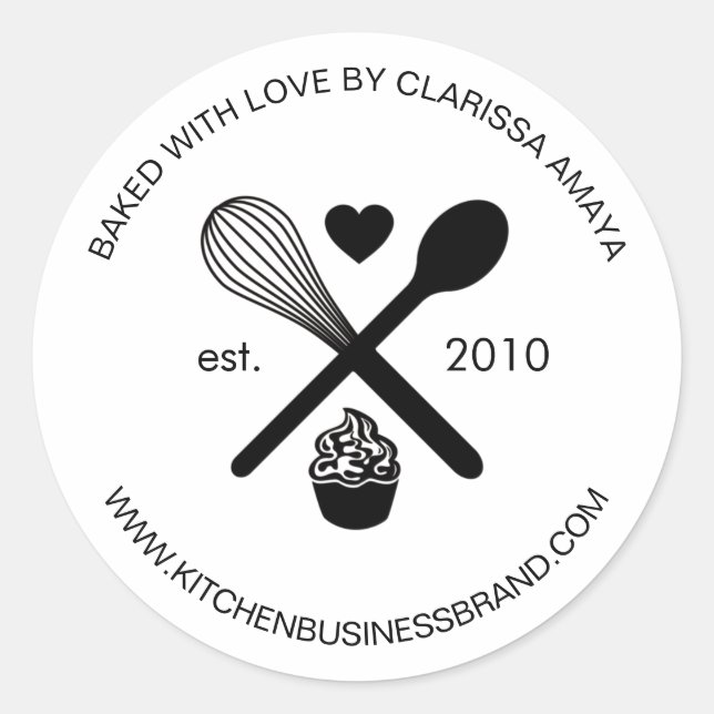 Modern Minimalist Homemade Sweets Cake Cupcake Classic Round Sticker (Front)
