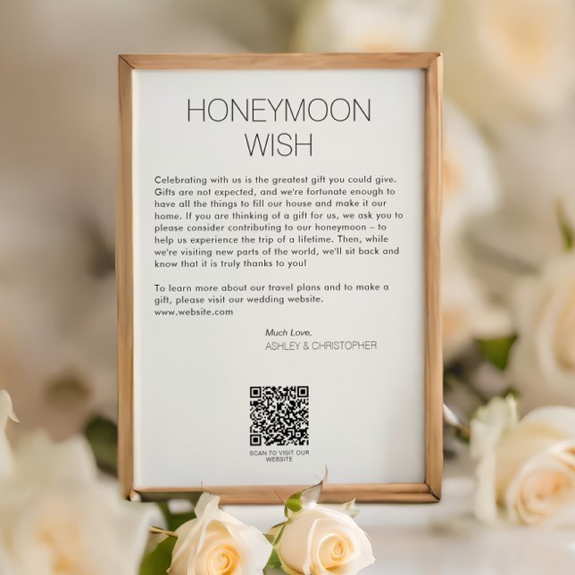 Modern Minimalist Honeymoon Fund Wedding Poster (Creator Uploaded)