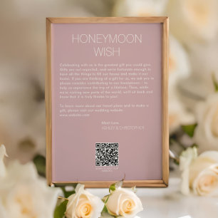Modern Minimalist Honeymoon Fund Wedding Poster