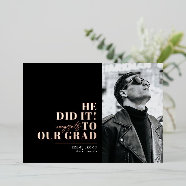 Modern Minimalist Horizontal 3 Photos Graduation (Standing Front)