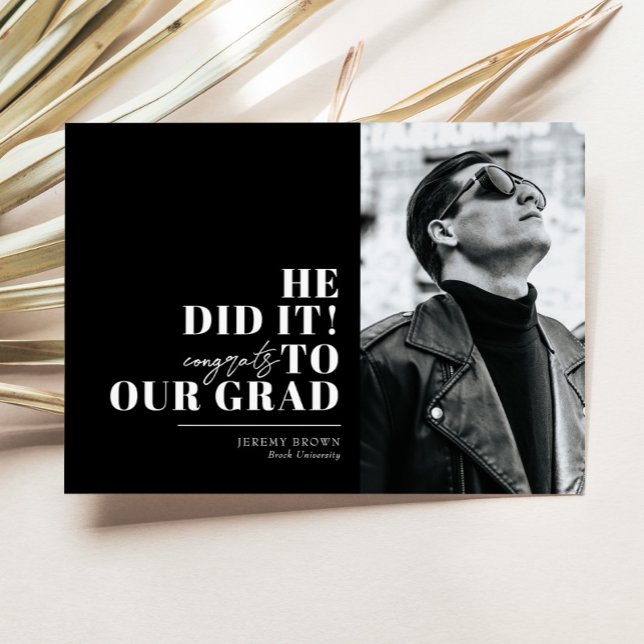 Modern Minimalist Horizontal 3 Photos Graduation Invitation (Creator Uploaded)