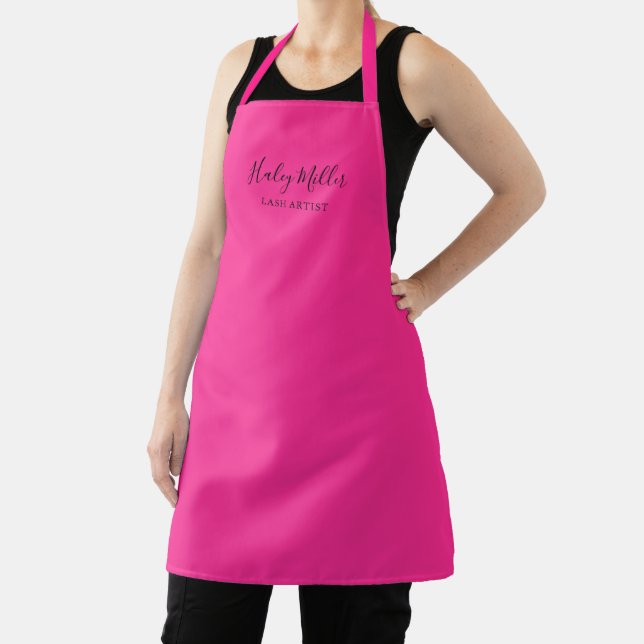 Modern Minimalist Hot Pink Personalised Apron (Insitu)