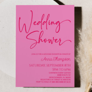 Modern Minimalist Hot Pink Wedding Shower Invitation
