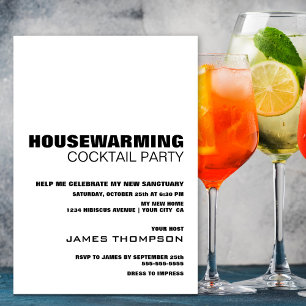 Modern Minimalist Housewarming Cocktail Party Invitation