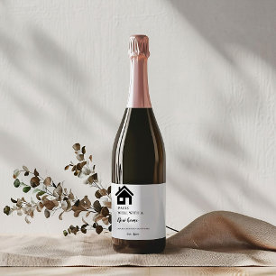 Modern Minimalist Housewarming Party Gift Wine Label