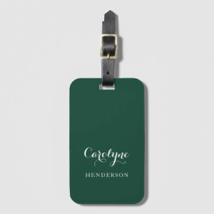 Modern Minimalist Hunter Green Luggage Tag