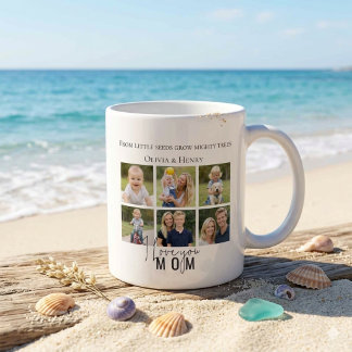 Modern Minimalist "I Love You Mum" Photo Collage Coffee Mug
