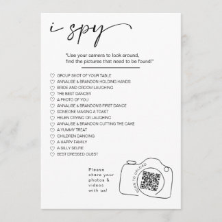 Modern Minimalist I spy wedding game Share photos Programme