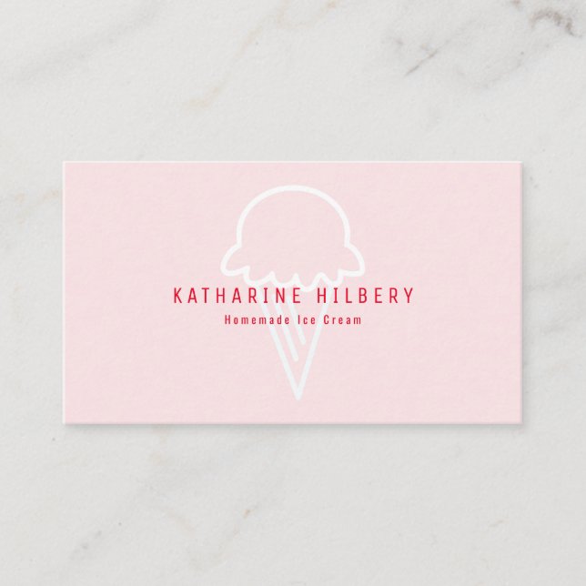 Modern Minimalist Ice Cream Pink Business Card (Front)
