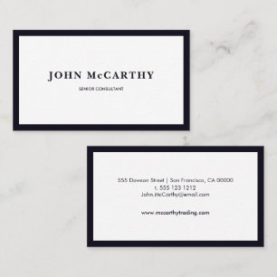 Modern Minimalist Indigo Blue Border Professional Business Card