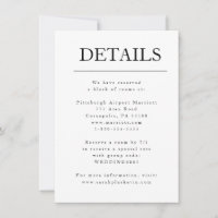 Modern Minimalist Inital Wedding Details Card