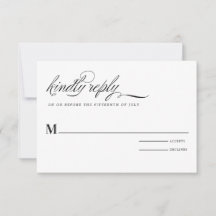 Modern Minimalist Inital Wedding Reply Card