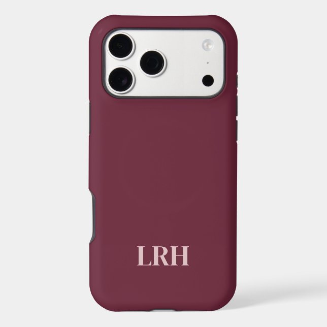 Modern Minimalist Initial Burgundy Monogram  (Back)