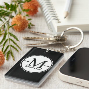 Modern Minimalist Initial Monogram Acrylic Keychai Key Ring