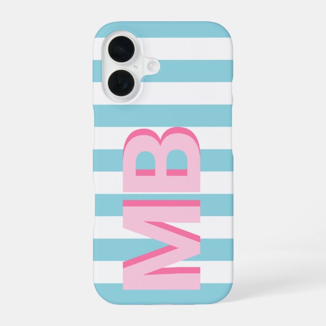 Modern Minimalist Initial Monogram iPhone 16 Case (Back)