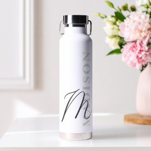 Modern Minimalist Initial Monogram Water Bottle