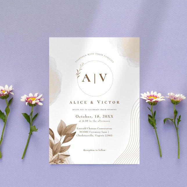 Modern Minimalist Initial Wedding Invitation (Creator Uploaded)