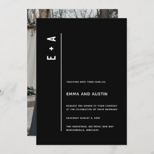 Modern Minimalist Initials Photo Wedding Invitation