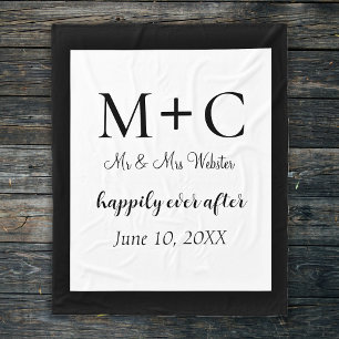 Modern Minimalist Initials Wedding Fleece Blanket